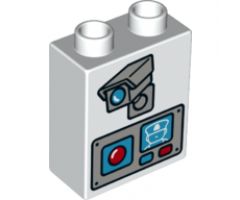 Duplo, Brick 1 x 2 x 2 with Camera and Video Intercom Pattern