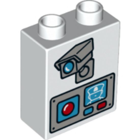 Duplo, Brick 1 x 2 x 2 with Camera and Video Intercom Pattern