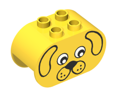 Duplo, Brick 2 x 4 x 2 Rounded Ends with Dog Face Type 2 (plain) Pattern