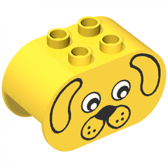 Duplo, Brick 2 x 4 x 2 Rounded Ends with Dog Face Type 2 (plain) Pattern