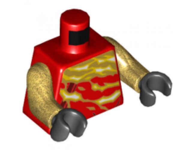 Torso Ninjago Robe with Pearl Gold Tornado Flashings Pattern / Pearl Gold Arms / Black Hands