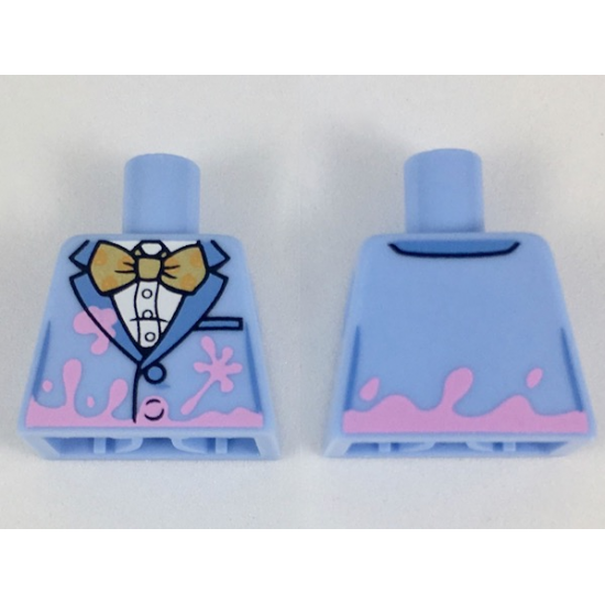 Torso Jacket with Gold Bow Tie and Bright Pink Splotches Pattern