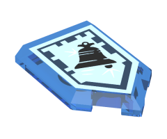 Tile, Modified 2 x 3 Pentagonal with Nexo Power Shield Pattern - Chrome Bell