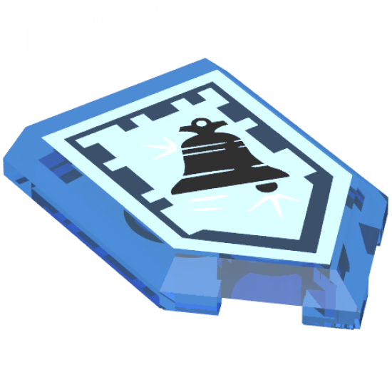 Tile, Modified 2 x 3 Pentagonal with Nexo Power Shield Pattern - Chrome Bell