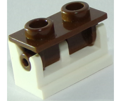 Hinge Brick 1 x 2 Base with Reddish Brown Hinge Brick 1 x 2 Top Plate (3937 / 3938)