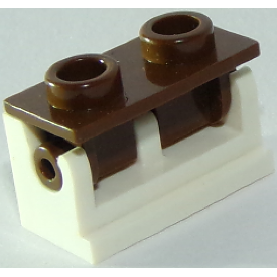 Hinge Brick 1 x 2 Base with Reddish Brown Hinge Brick 1 x 2 Top Plate (3937 / 3938)