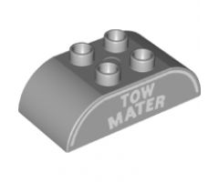 Duplo, Brick 2 x 4 Curved Top with 'TOW MATER' Pattern