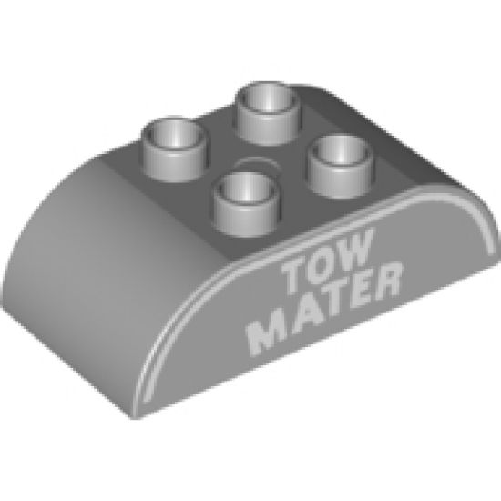 Duplo, Brick 2 x 4 Curved Top with 'TOW MATER' Pattern
