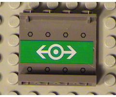 Panel 1 x 4 x 3 - Hollow Studs with Train Logo White on Green Pattern on Inside (Sticker) - Set 4512-1