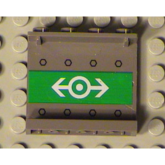 Panel 1 x 4 x 3 - Hollow Studs with Train Logo White on Green Pattern on Inside (Sticker) - Set 4512-1