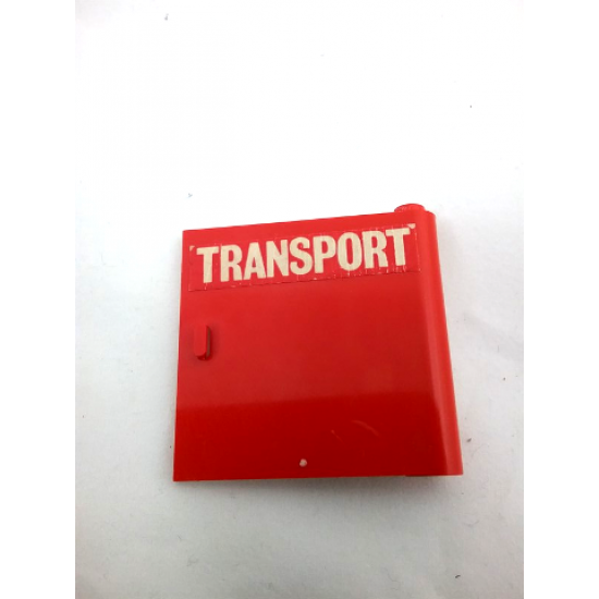 Door 1 x 5 x 4 Right with White 'TRANSPORT' on Red Background Pattern (Sticker) - Set 725-2