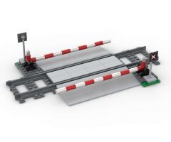 Train level crossing with barrier