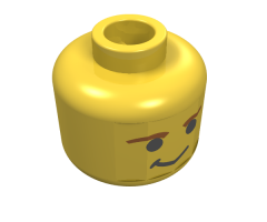 Minifigure, Head Male Smirk and Brown Eyebrows Pattern (SW Han Solo) - Blocked Open Stud