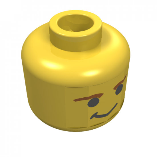 Minifigure, Head Male Smirk and Brown Eyebrows Pattern (SW Han Solo) - Blocked Open Stud
