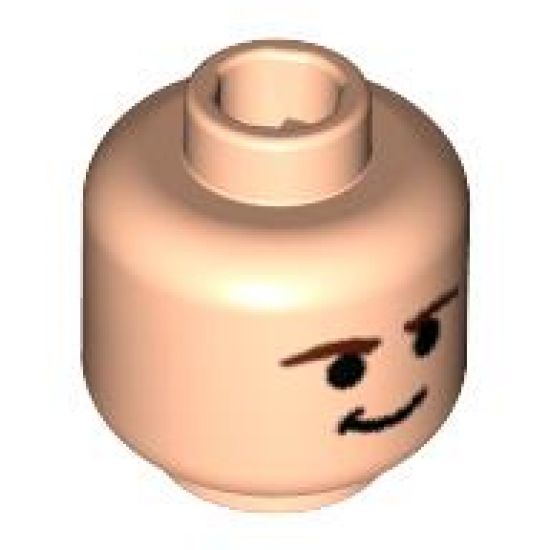 Minifigure, Head Male Smirk and Brown Eyebrows Pattern (SW Han Solo) - Blocked Open Stud