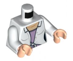 Torso Female Blouse with Knot over Lavender Shirt and Gold Necklace Pattern / White Arms / Light Nougat Hands