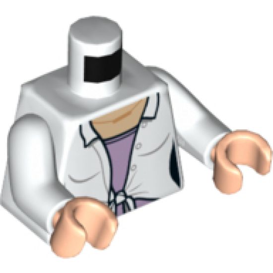 Torso Female Blouse with Knot over Lavender Shirt and Gold Necklace Pattern / White Arms / Light Nougat Hands