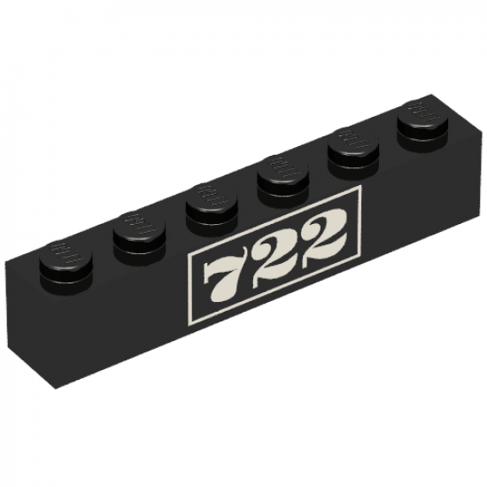Brick 1 x 6 with Gold '722' Pattern