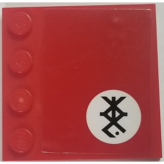 Tile, Modified 4 x 4 with Studs on Edge with Black Stylized Ninjago Logogram 'KAI' in White Circle Pattern Model Left Side (Sticker) - Set 70615