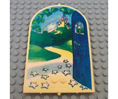 Belville Wall, Door 1 x 10 x 12 Arched Swivel with Open Door and Castle Pattern