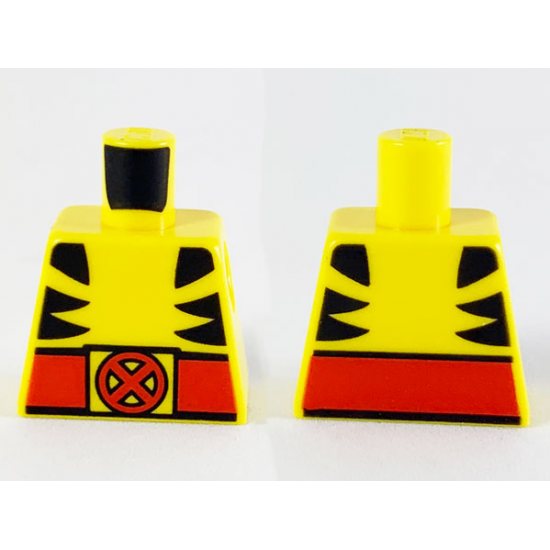 Torso Shirt with Black Marks on Sides and Red Belt with X-Men Logo Buckle Pattern (Wolverine)