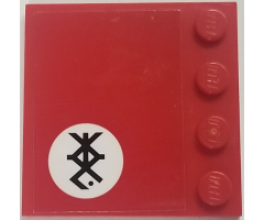 Tile, Modified 4 x 4 with Studs on Edge with Black Stylized Ninjago Logogram 'KAI' in White Circle Pattern Model Right Side (Sticker) - Set 70615