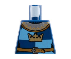 Torso Castle Fantasy Era Gold Crown on Dark Blue, Medium Blue Quarters, Collar Pattern