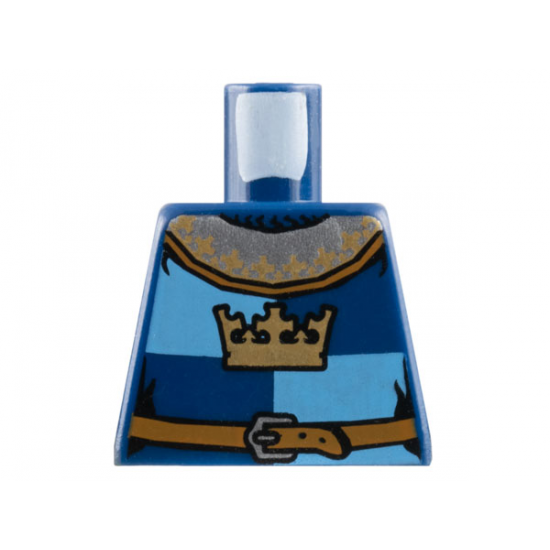 Torso Castle Fantasy Era Gold Crown on Dark Blue, Medium Blue Quarters, Collar Pattern