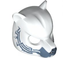 Minifigure, Headgear Mask Bear with Black Nose, One Fang, Sand Blue Chin and Sand Blue Markings Pattern