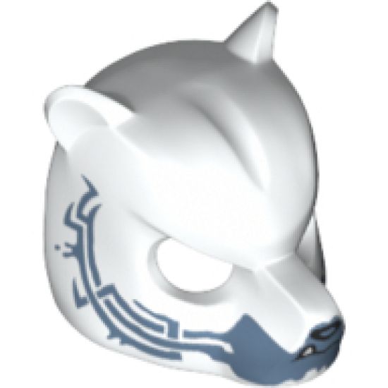 Minifigure, Headgear Mask Bear with Black Nose, One Fang, Sand Blue Chin and Sand Blue Markings Pattern