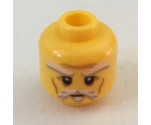 Minifigure, Head White Moustache, Goatee and Eyebrows, Brown Forehead and Cheek Lines, Neutral Pattern - Hollow Stud