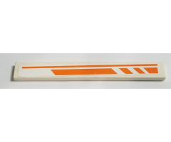 Tile 1 x 8 with Orange Line and Rhombuses on White Background Pattern Model Right Side (Sticker) - Set 7690