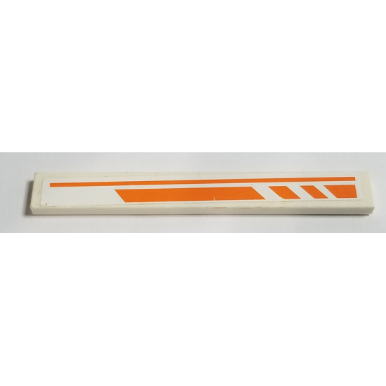 Tile 1 x 8 with Orange Line and Rhombuses on White Background Pattern Model Right Side (Sticker) - Set 7690