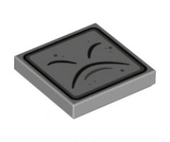 Tile 2 x 2 with Dark Bluish Gray Closed Eyes, Sad Mouth, and Border, Light Bluish Gray Chin Dimple and Dots Pattern (Super Mario Thwimp Face)