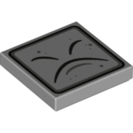 Tile 2 x 2 with Dark Bluish Gray Closed Eyes, Sad Mouth, and Border, Light Bluish Gray Chin Dimple and Dots Pattern (Super Mario Thwimp Face)