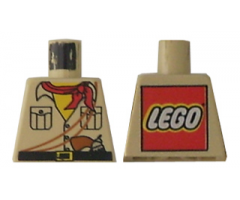 Torso Adventurers Desert Safari Shirt, Yellow Neck, Red Bandana, Gun - LEGO Logo on Back Pattern