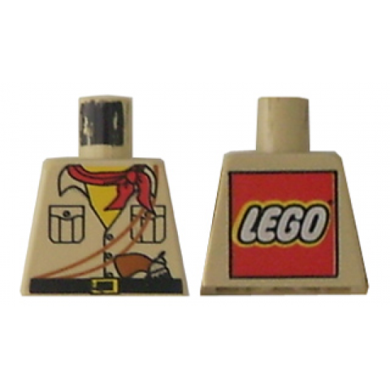 Torso Adventurers Desert Safari Shirt, Yellow Neck, Red Bandana, Gun - LEGO Logo on Back Pattern