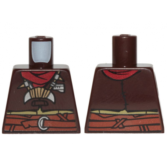 Torso SW Vest, Reddish Brown Belt, Dark Red Scarf and Necklace with Horns Pattern