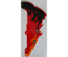 Plastic Hood Left with Black and Orange Patches and Fire Pattern