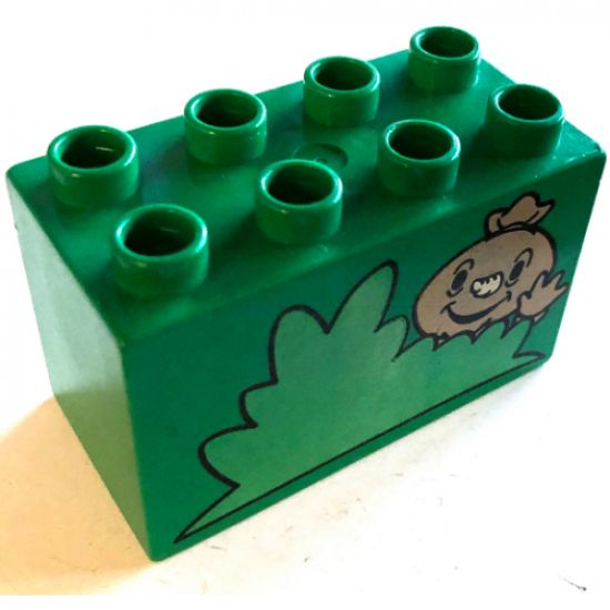 Duplo, Brick 2 x 4 x 2 with Bush and Spud the Scarecrow Pattern
