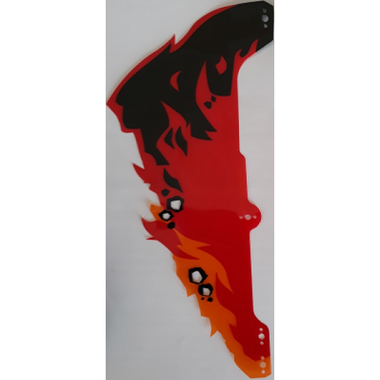 Plastic Hood Right with Black and Orange Patches and Fire Pattern
