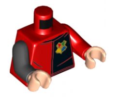 Torso Black and Red Shirt with Hogwarts Emblem and 'POTTER' on Back Pattern / Red Arm Left / Black Arm Right / Light Nougat Hands