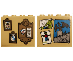Brick 1 x 4 x 3 with Color Paintings, Letter Holder with List, Drawings of Dragons, Zombie and Castle Pattern on Both Sides (Stickers) - Set 75810