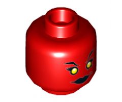 Minifigure, Head Dual Sided Alien Female with Yellow Eyes, Black Lips, Smile / Teeth Bared Fierce Pattern - Hollow Stud
