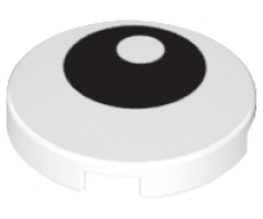 Tile, Round 2 x 2 with Black Eye with Pupil Pattern