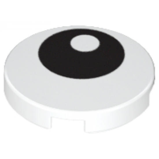 Tile, Round 2 x 2 with Black Eye with Pupil Pattern