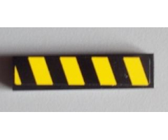 Tile 1 x 4 with Black and Yellow Danger Stripes Pattern Model Right (Sticker) - Set 8295