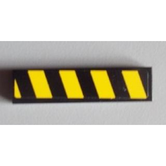 Tile 1 x 4 with Black and Yellow Danger Stripes Pattern Model Right (Sticker) - Set 8295