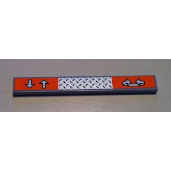 Tile 1 x 8 with Tread Plate and Arrows Pattern (Sticker) - Set 8292