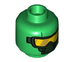 Minifigure, Head Dual Sided Scuba Mask with Yellow Goggles and 'H' on Back Pattern (Hydra Diver) - Hollow Stud